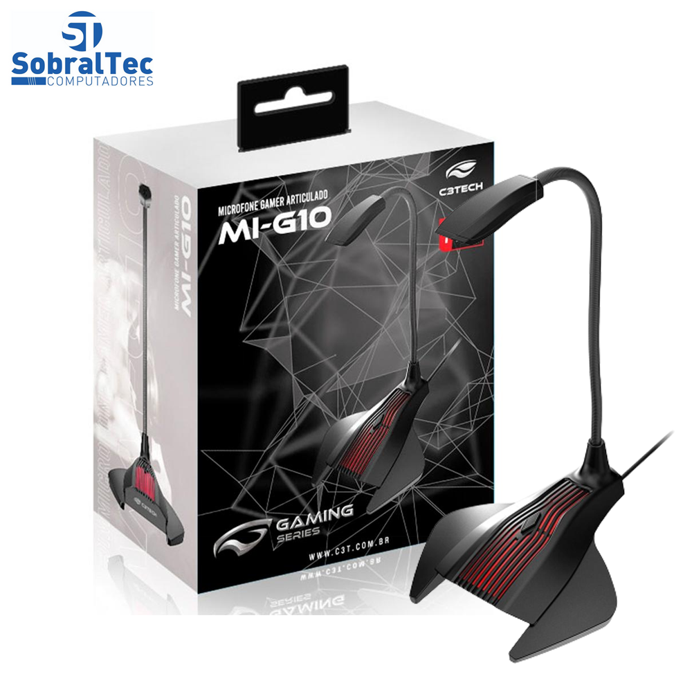 Microfone Gamer C3Tech Conexão P2 Omnidirecional Preto- MI-G10BK